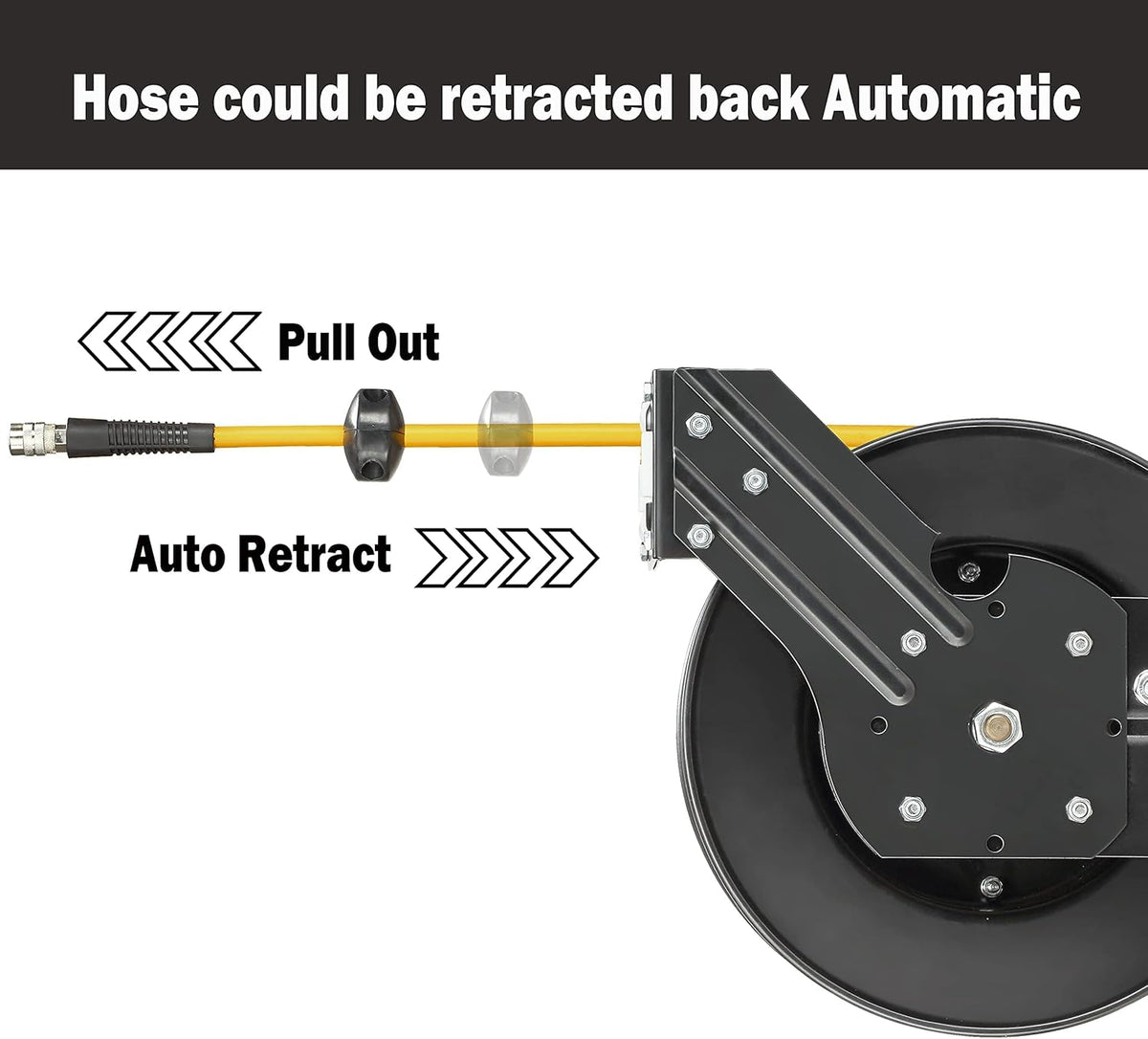 Steel Retractable Air Hose Reel 3/8" Inch x 50' Feet Hybrid Polymer Hose J651798