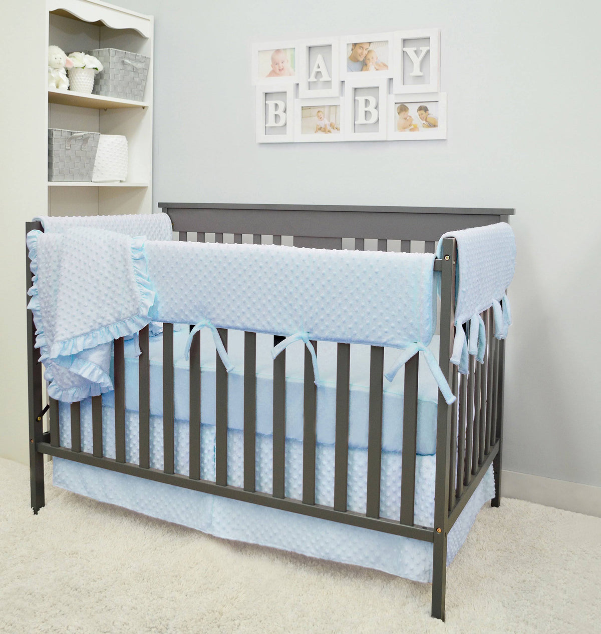 6 Piece Blue Crib Bedding Set W1442