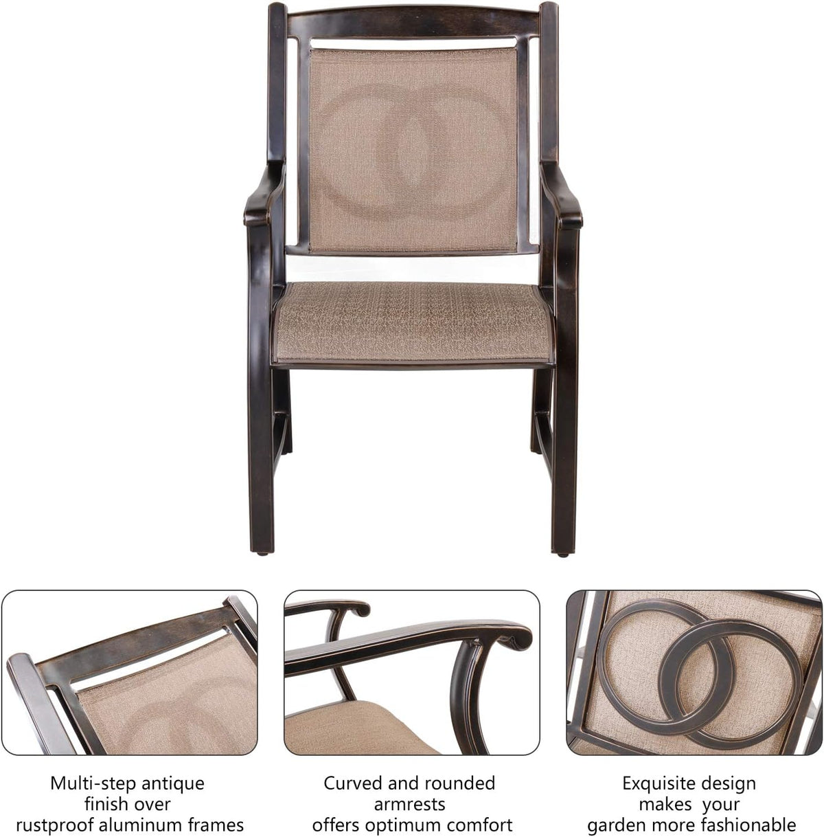 Cast Aluminum Outdoor Dining Chairs Set of 4 I7538