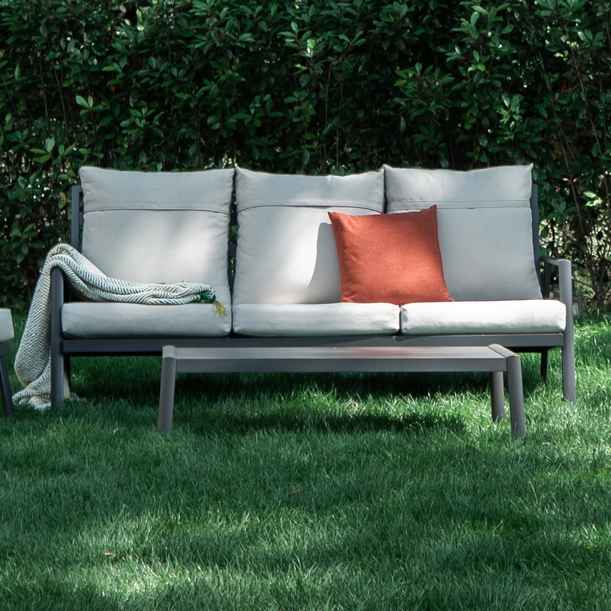 Outdoor Sectional Sofa Set 3 Seater Aluminum Y756547