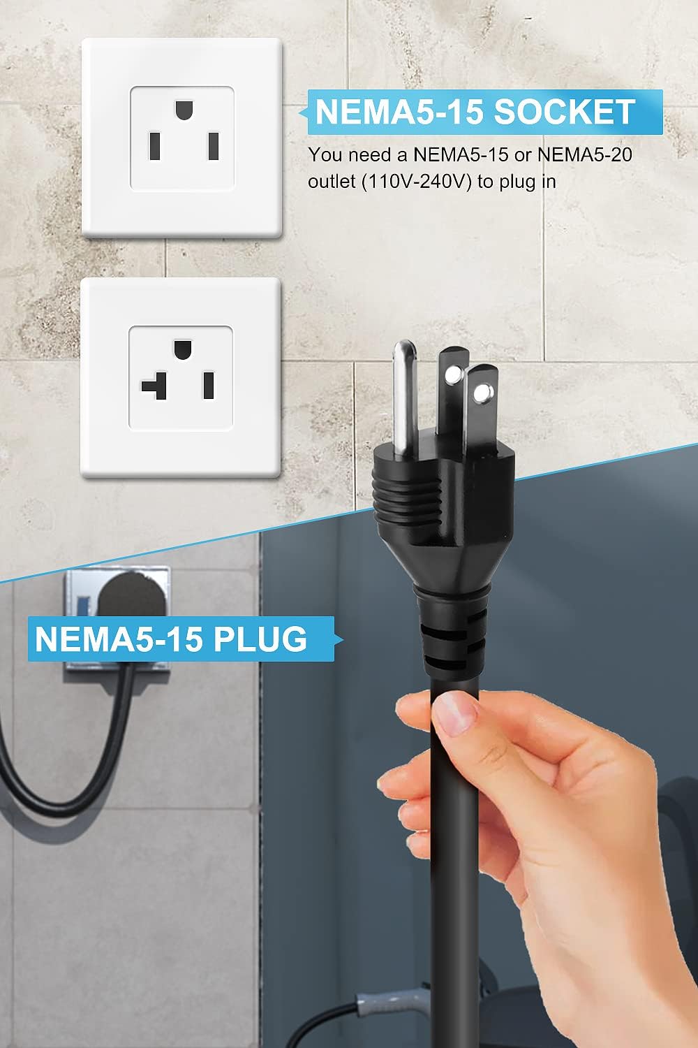 Portable Level 1 EV Charger (110V, 16A, 25ft) J36767