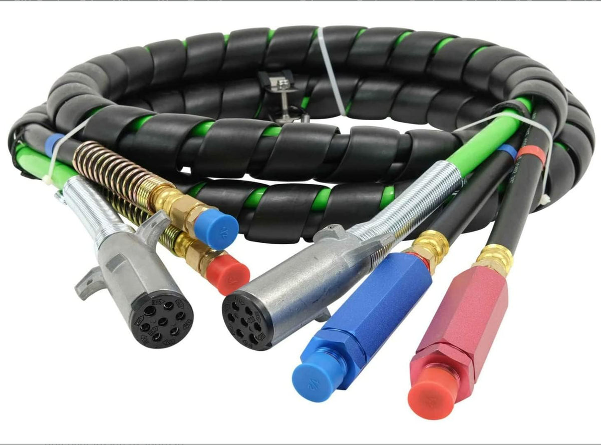 12 Ft 3-in-1 Air Power Line Hose Wrap Air Line Hose Assemblies for Semi Truck Tractor Trailer D894572