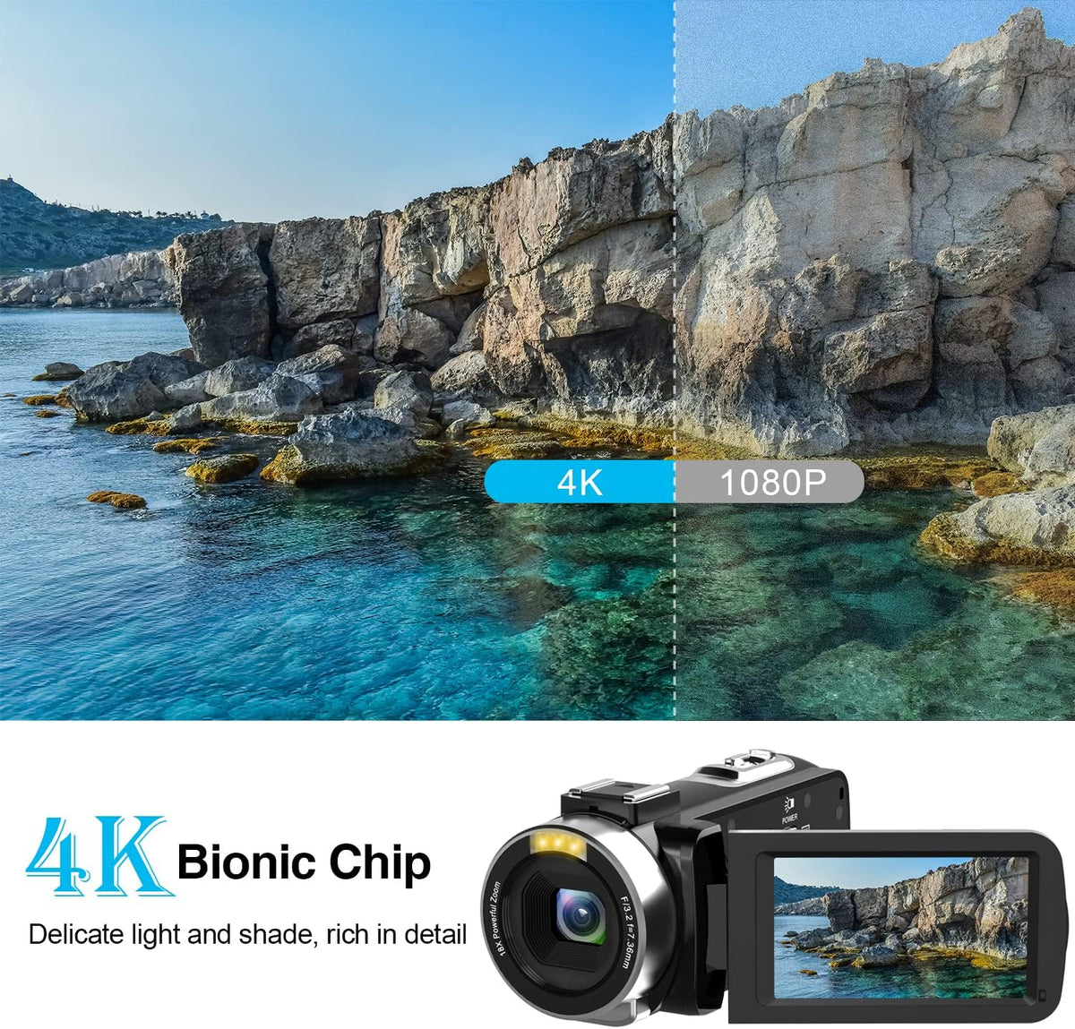 4K Camcorder with IR Night Vision and 18X Digital Zoom X7096