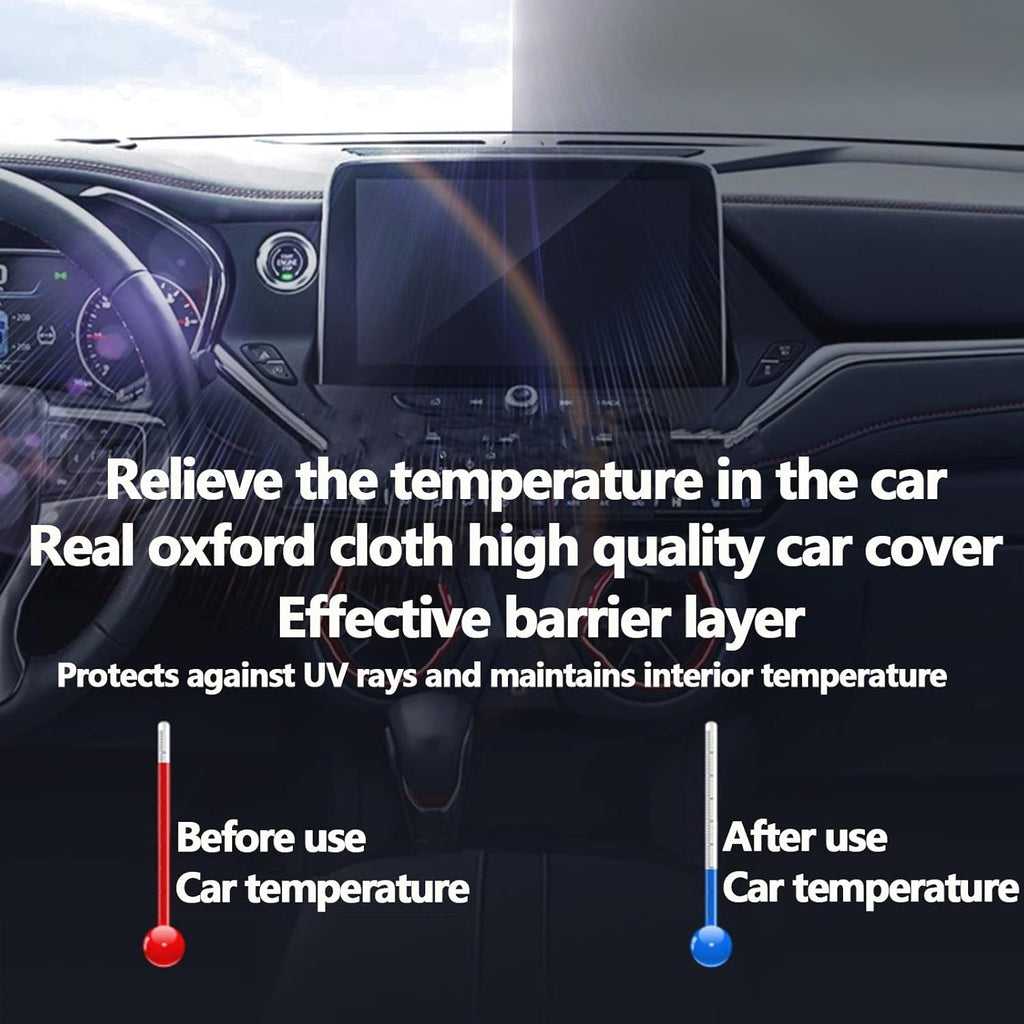 210D Oxford Waterproof Car Cover with Zipper Door, Reflective Strip, Windproof Straps M6081