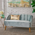 Seafoam Blue Velvet Settee Q980