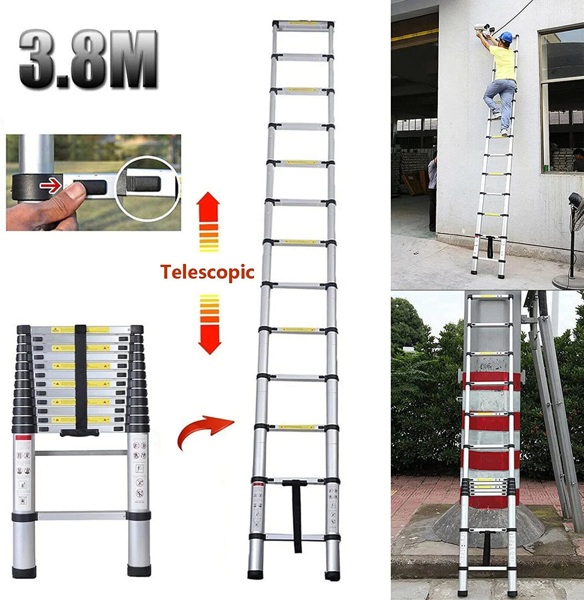12FT Aluminum Telescoping Folding Ladder, 330lbs Max Load Capacity A62089