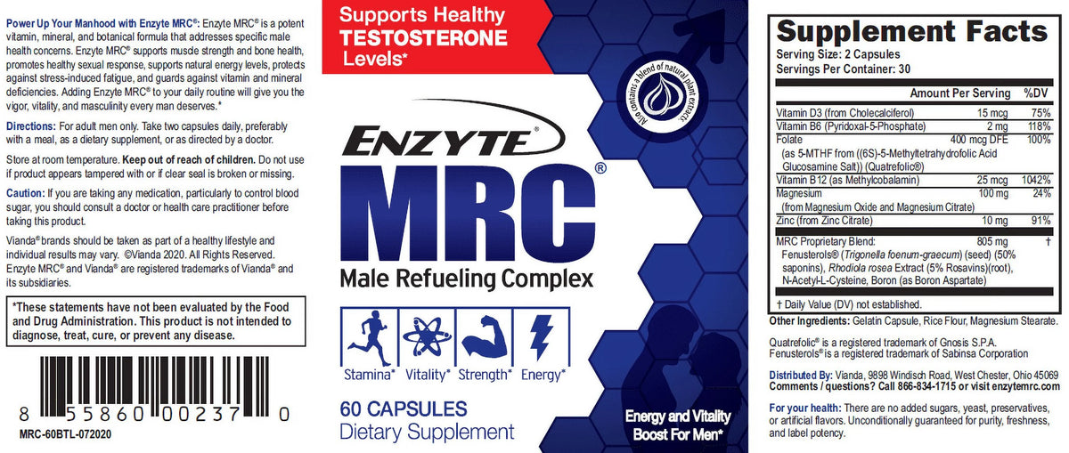 Male Refueling Complex with Fenugreek, Rhodiola, 30 Day Supply Q84768