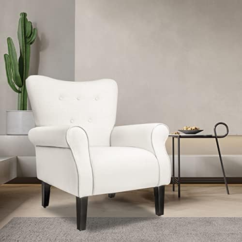 Beige Fabric High Backrest Accent Chair M77329