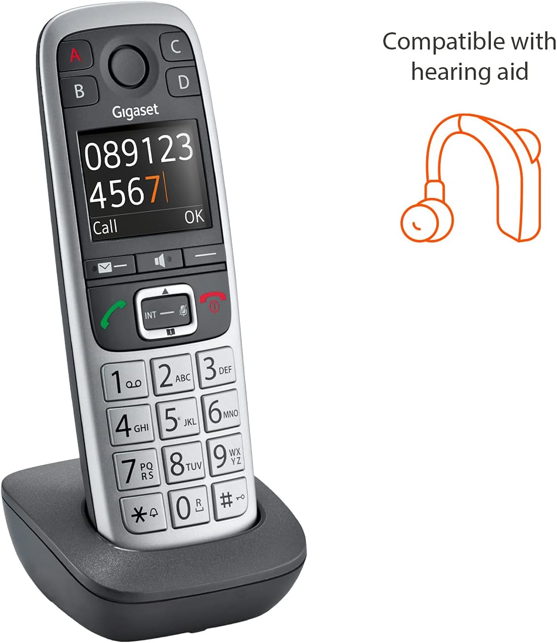 Cordless Phone with Answering Machine and SOS Key, Platinum Y280