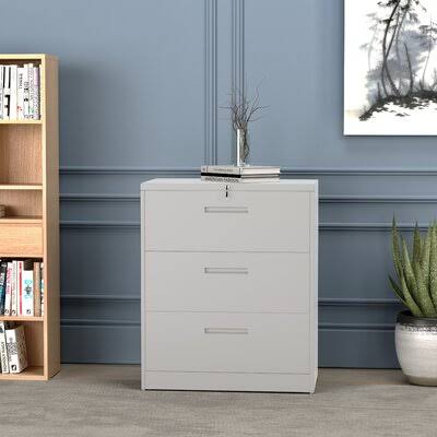 White 3 Drawer Metal Lateral File Cabinet N32776