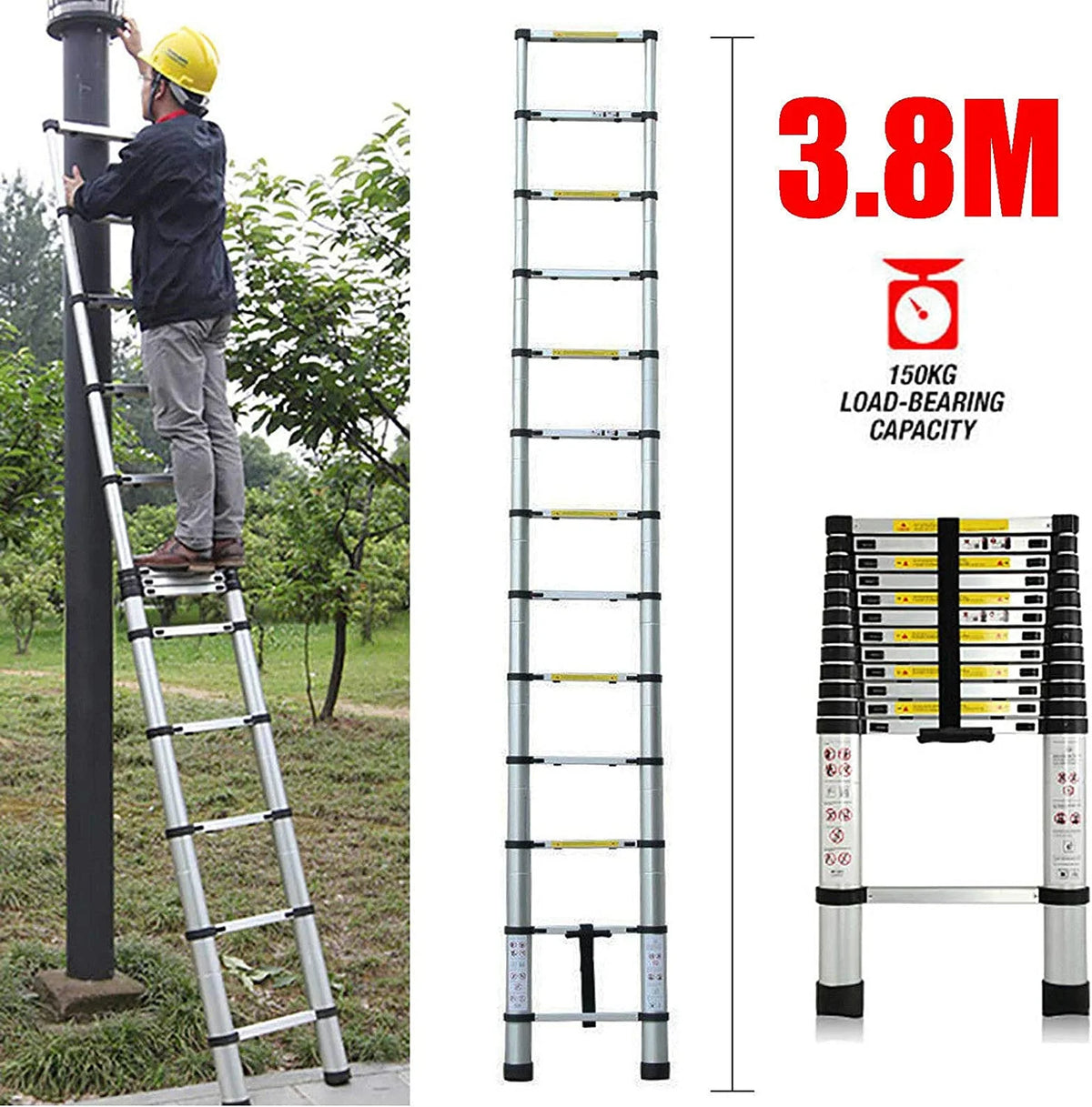 12FT Aluminum Telescoping Folding Ladder, 330lbs Max Load Capacity A62089