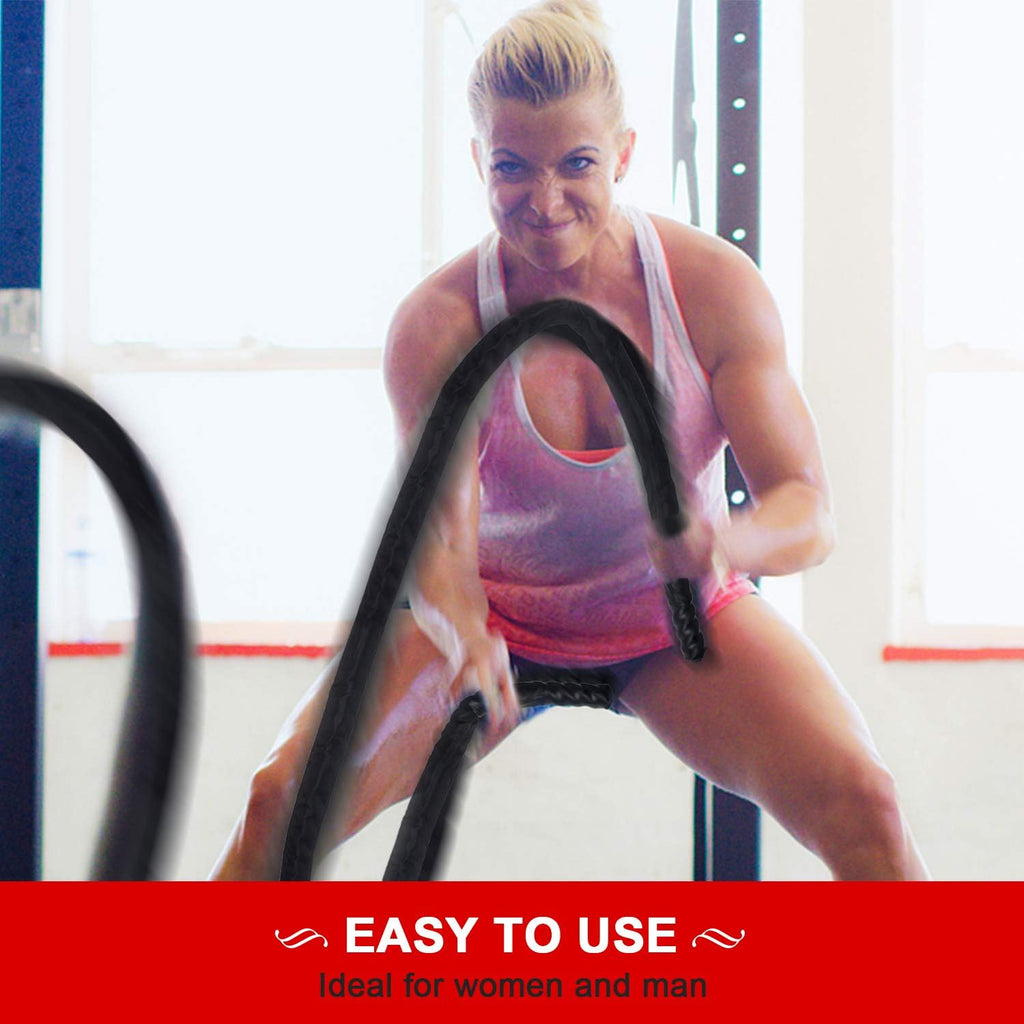 Battle Ropes with Anchor Kit, Poly Dacron Heavy Workout Ropes with Protective Cover Y995