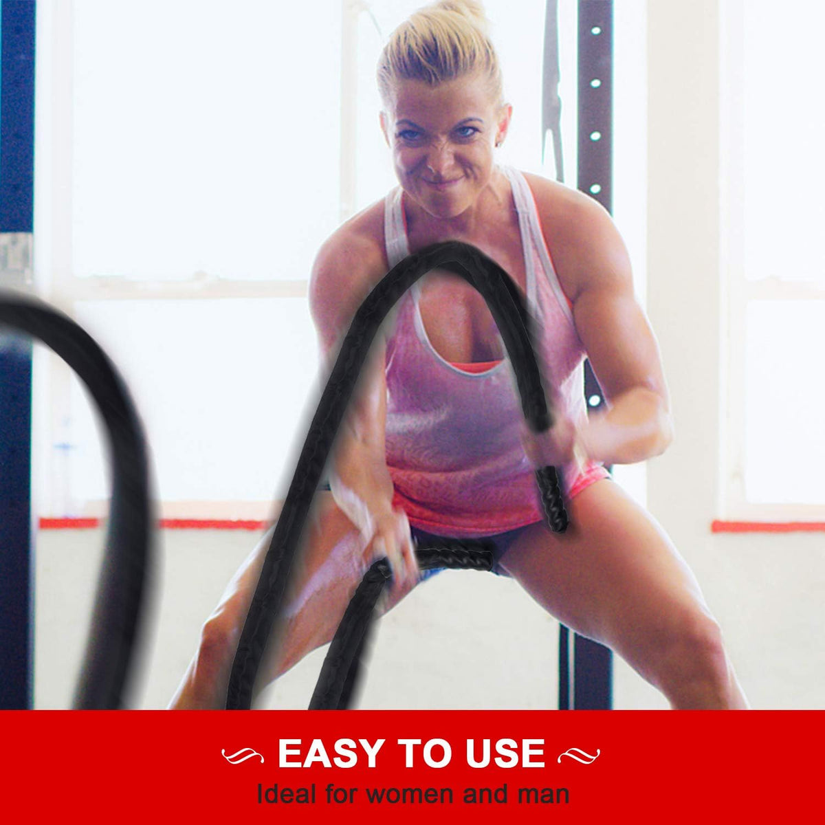 Battle Ropes with Anchor Kit, Poly Dacron Heavy Workout Ropes with Protective Cover Y995