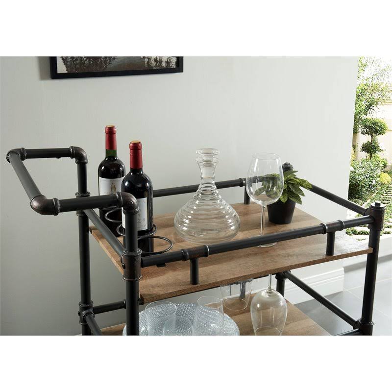 Sand Black Industrial Metal Bar Cart Z13649