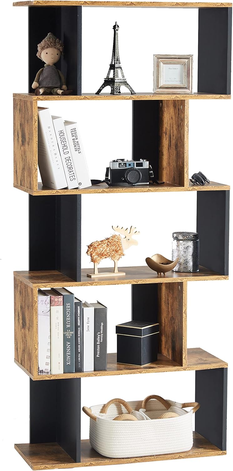 5-Tier Geometric Wooden Bookshelf A61426