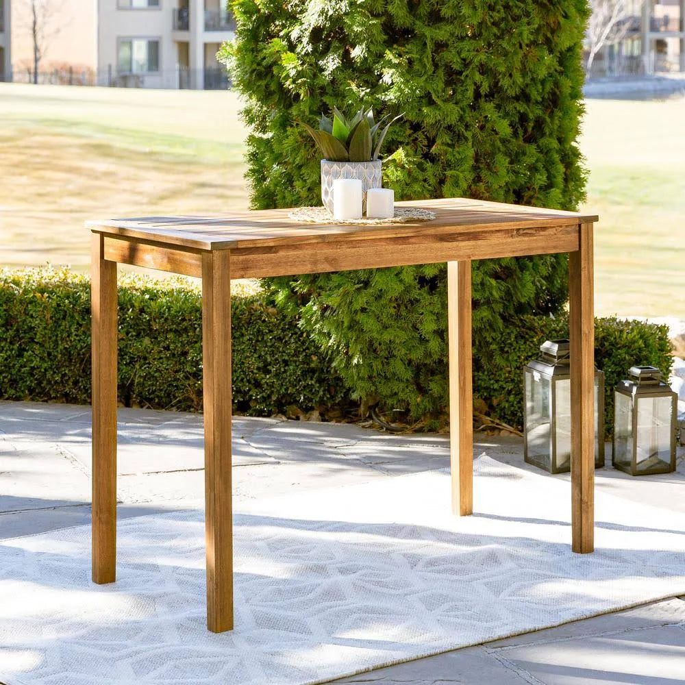 Brown Rectangle Acacia Wood Outdoor High Top Table R286673