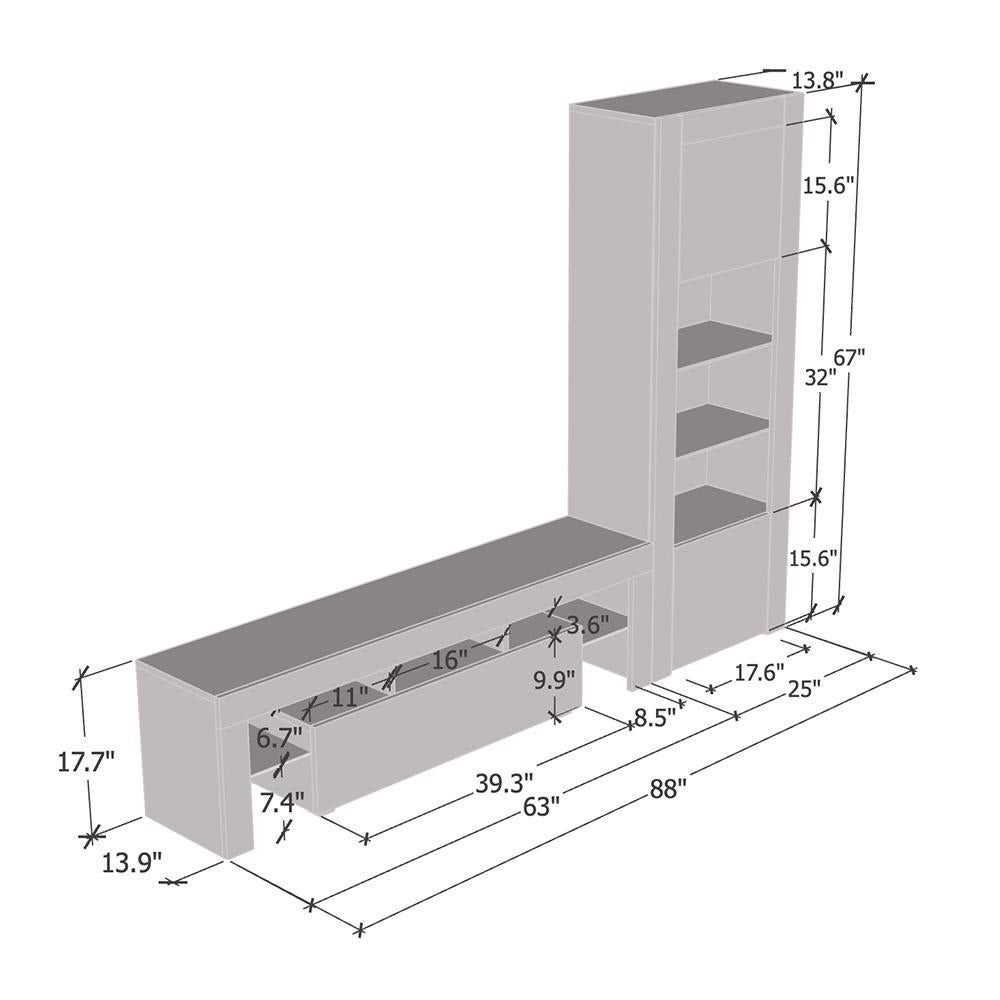 Black Modern Wall Unit Entertainment Center H55461