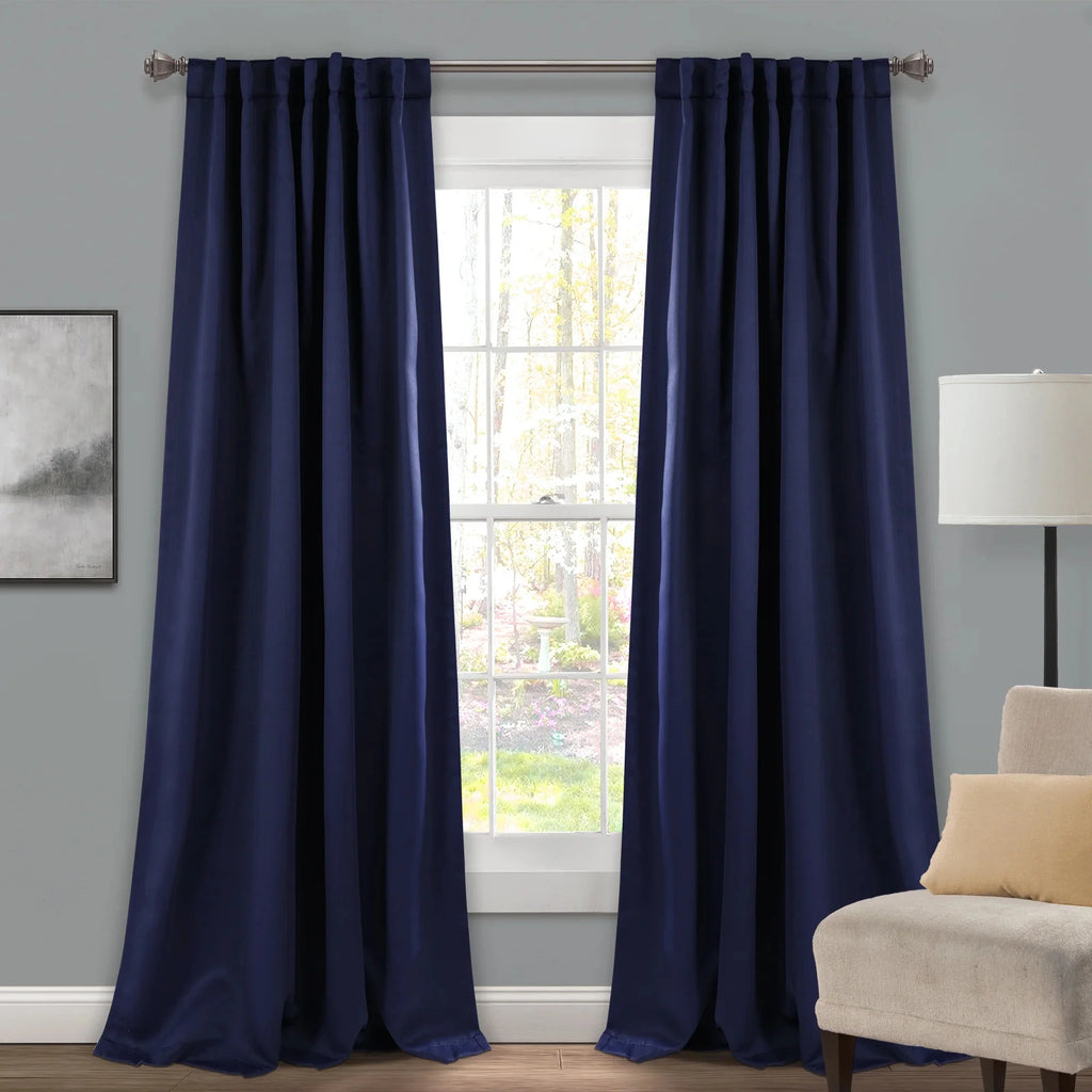 Blue 95" x 52" Insulated Back Tab Blackout Window Panel Pair I922
