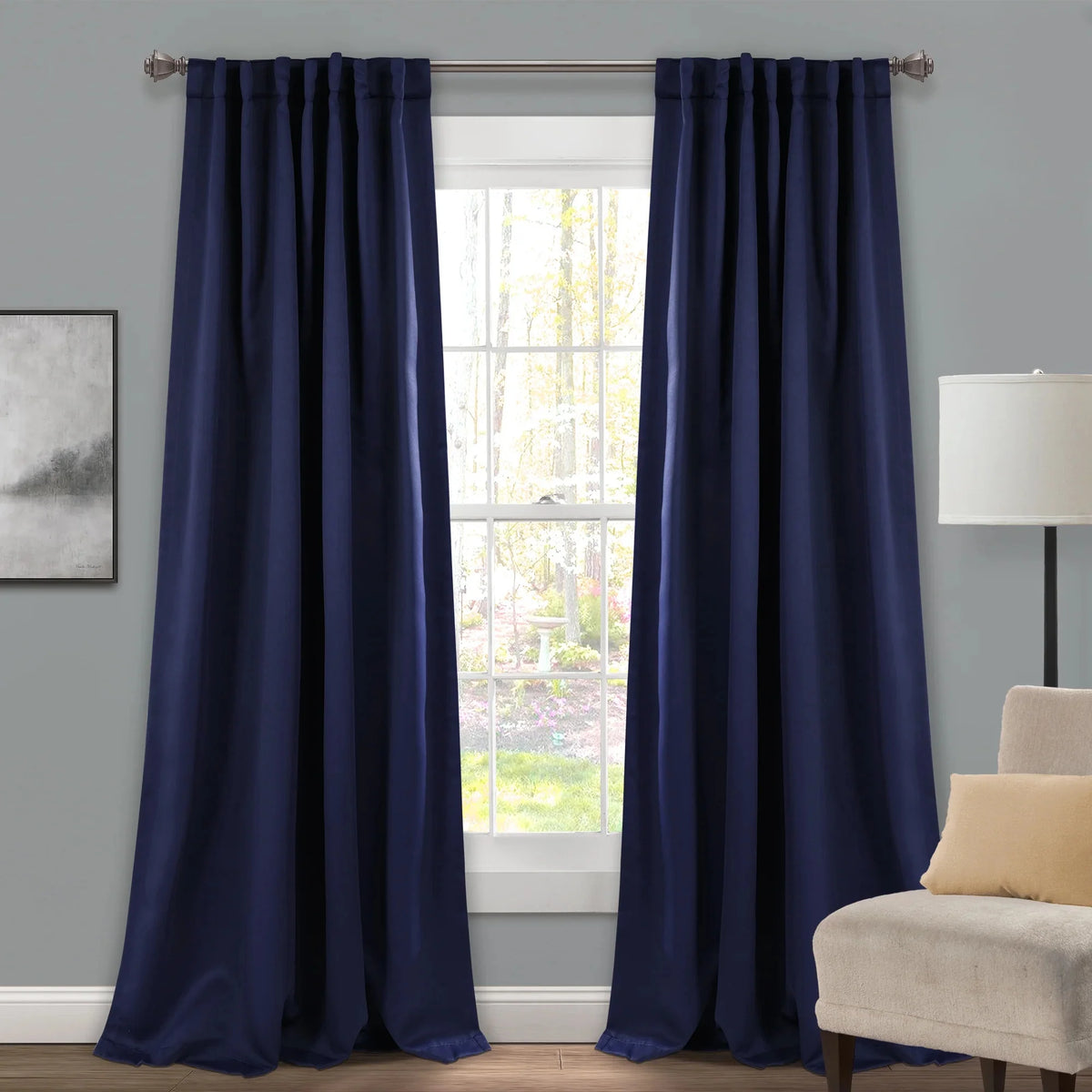 Blue 95" x 52" Insulated Back Tab Blackout Window Panel Pair I922