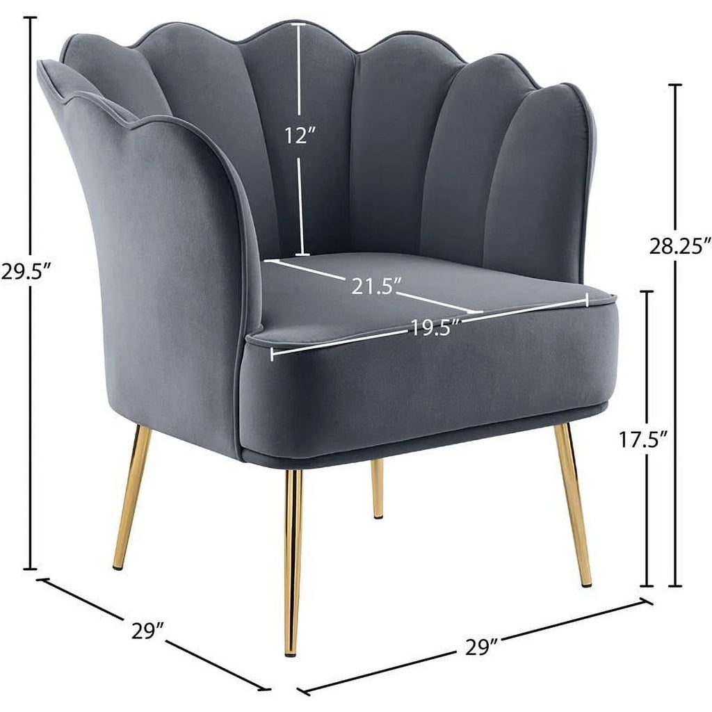 Gray Velvet Accent Chair with Gold Iron Legs X969