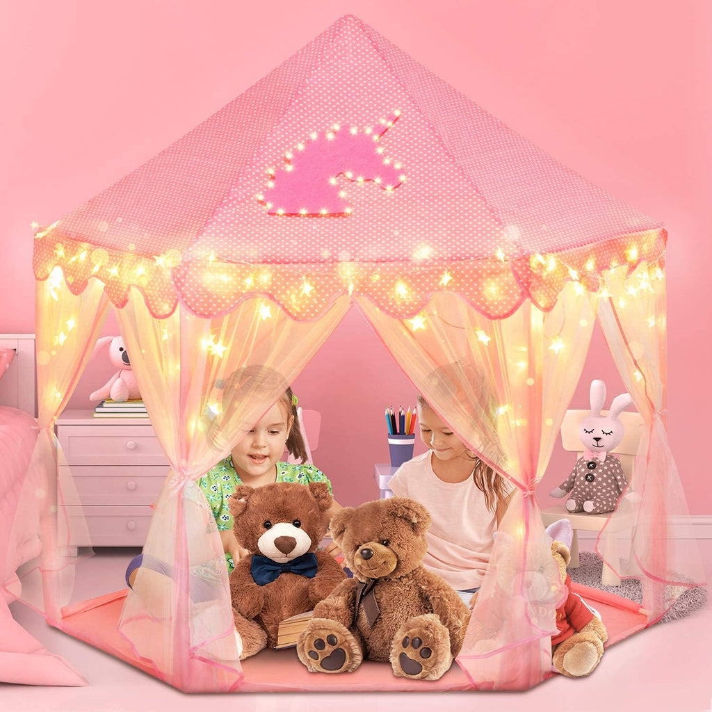 Large Kids Castle Play Tent with Star Lights M58141