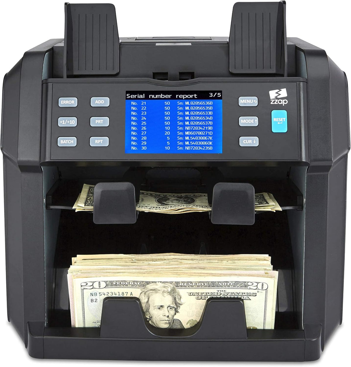 Mixed Denomination Bill Counter 2 Pocket Sorter Counterfeit Detector M1047