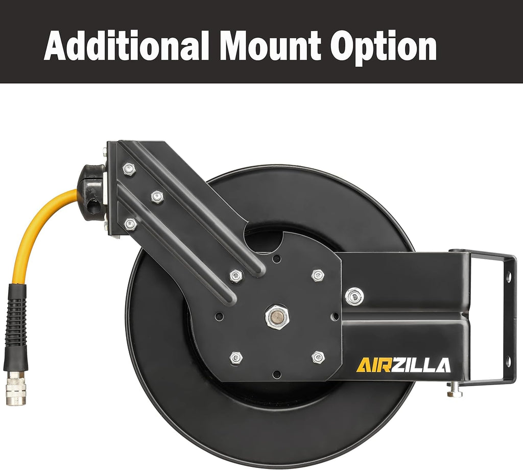 Steel Retractable Air Hose Reel 3/8" Inch x 50' Feet Hybrid Polymer Hose J651798