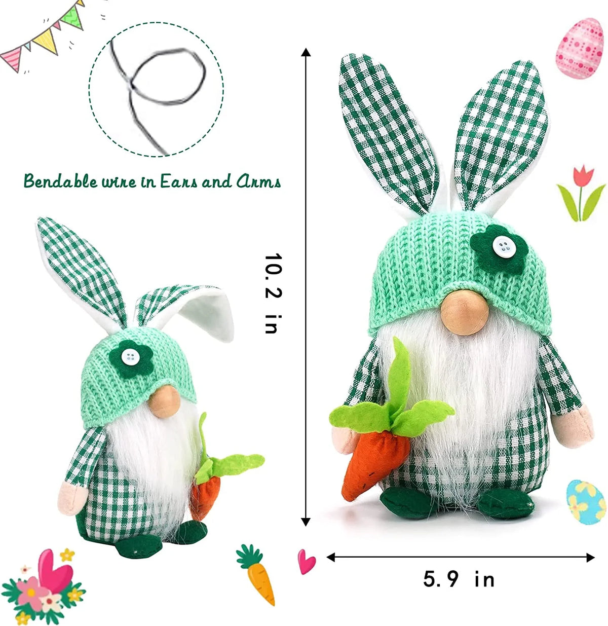 2 Pack Handmade Plush Gnome Decor M935529