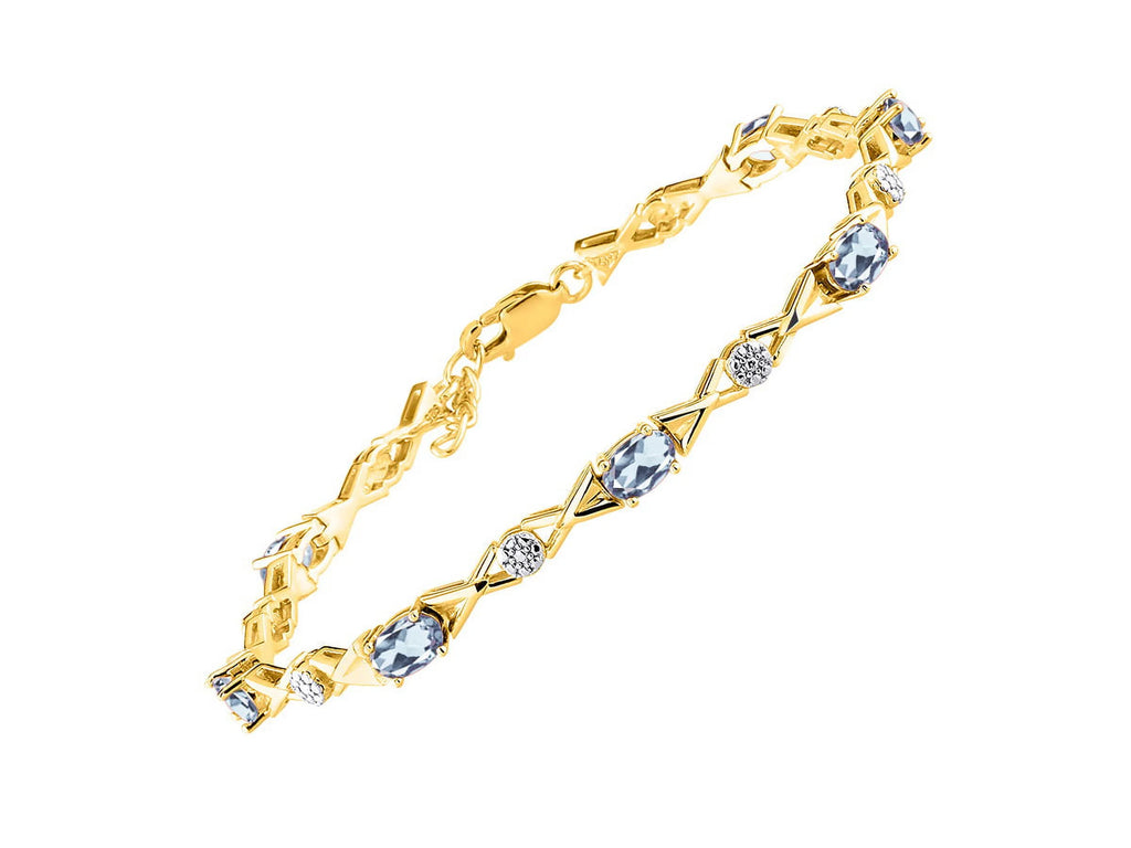 Yellow Gold Plated Silver Hugs & Kisses Angel Necklace, Tennis Bracelet, & Ring Adjustable 7"-8" Wrist & 18" Chain Aquamarine Birthstone Jewelry N1275