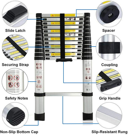 12FT Aluminum Telescoping Folding Ladder, 330lbs Max Load Capacity A62089