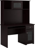 Small Computer Desk with Hutch and Keyboard Tray, 48W, Linen White Oak M9944