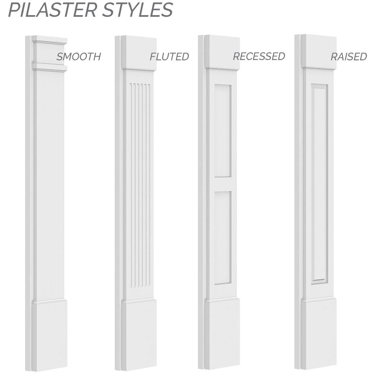 Two Equal Flat Panel PVC Pilaster with Capital and Base (Pair) O18762