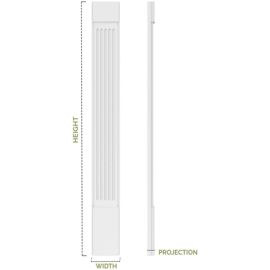 Two Equal Flat Panel PVC Pilaster with Capital and Base (Pair) O18762