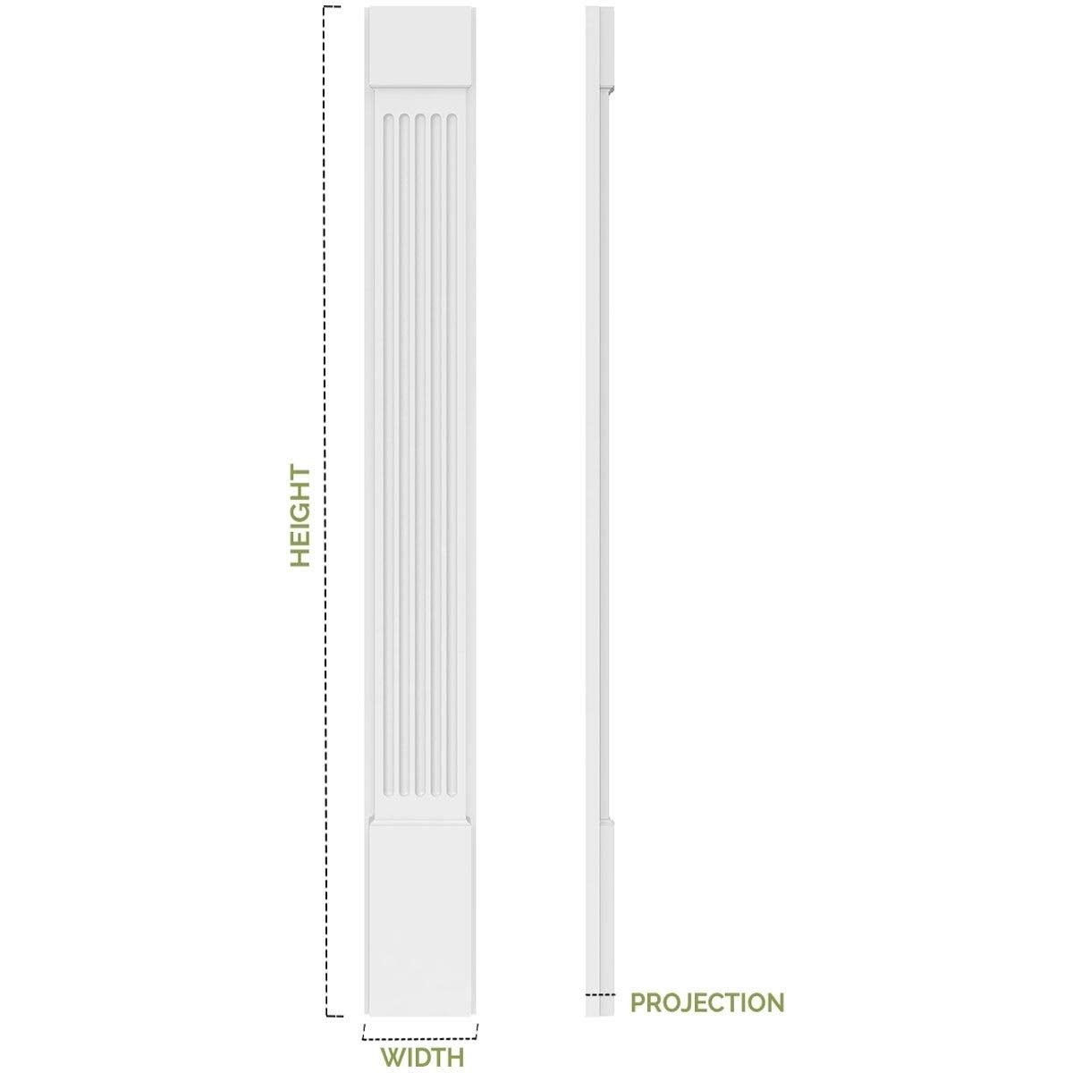 Two Equal Flat Panel PVC Pilaster with Capital and Base (Pair) O18762
