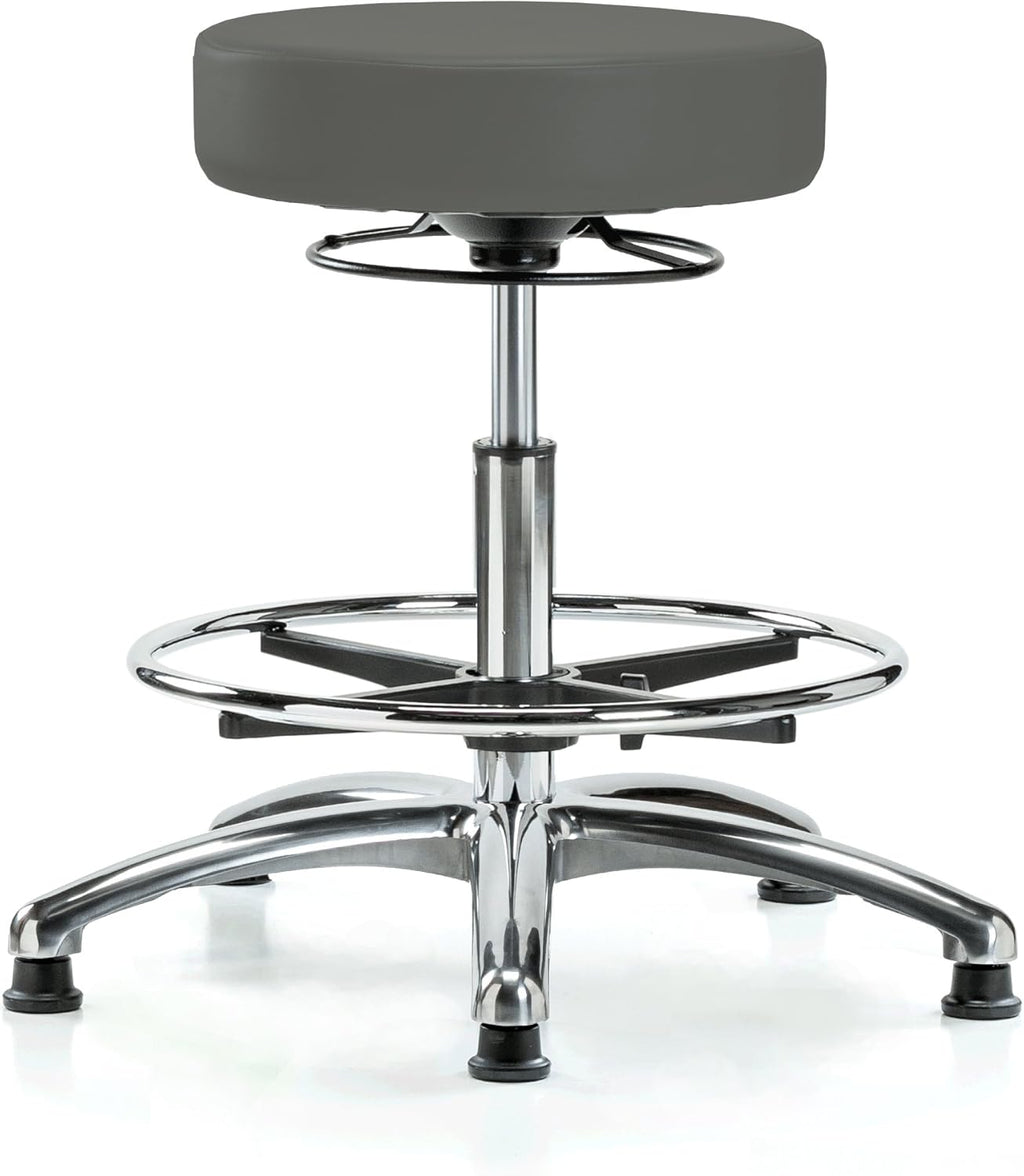 Black Fabric Adjustable Swivel Stool with Footring Q42766