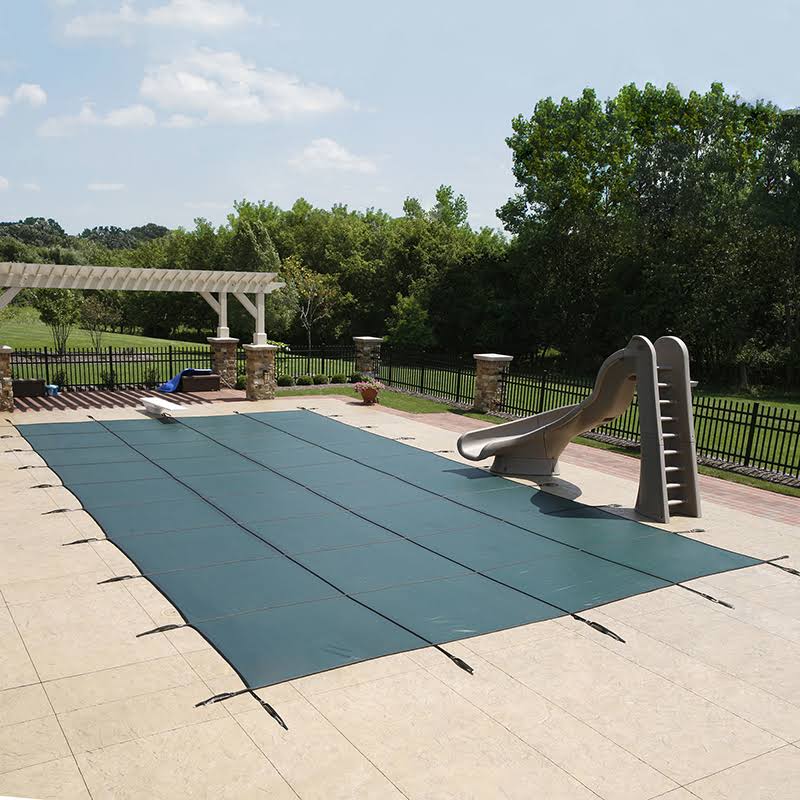 Blue 20-Year Ultra Light Solid Safety Cover for 12-ft x 20-ft Pool w/ Right Step A4486