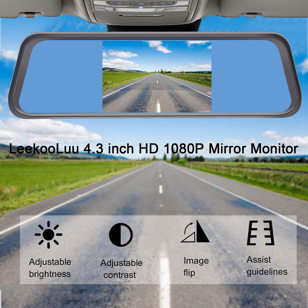 4.3'' HD 1080P Mirror Backup Camera Monitor Wired Kit F163