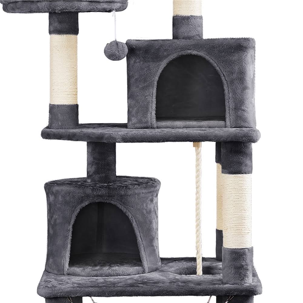 62.2x22 Double Condo Cat Tree and Scratching Post Tower Dark Gray R226974