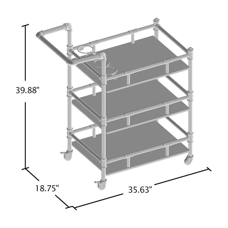 Sand Black Industrial Metal Bar Cart Z13649