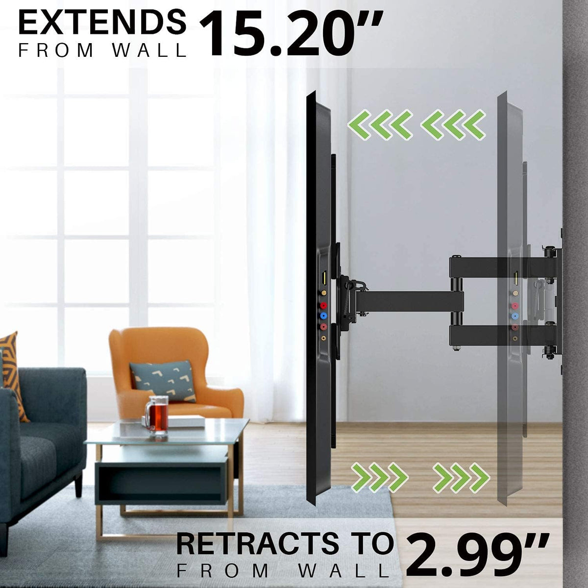 Full Motion TV Wall Mount Dual Articulating Arms, Max VESA 600x400mm, 100lbs, Pack of 2 M652463