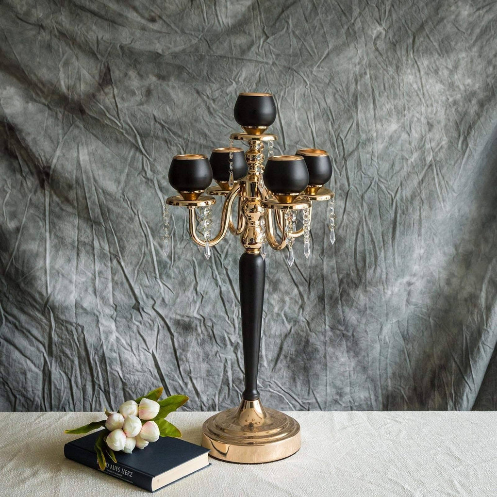 Gold and Black Metallic Candelabra Candle Holder C43417