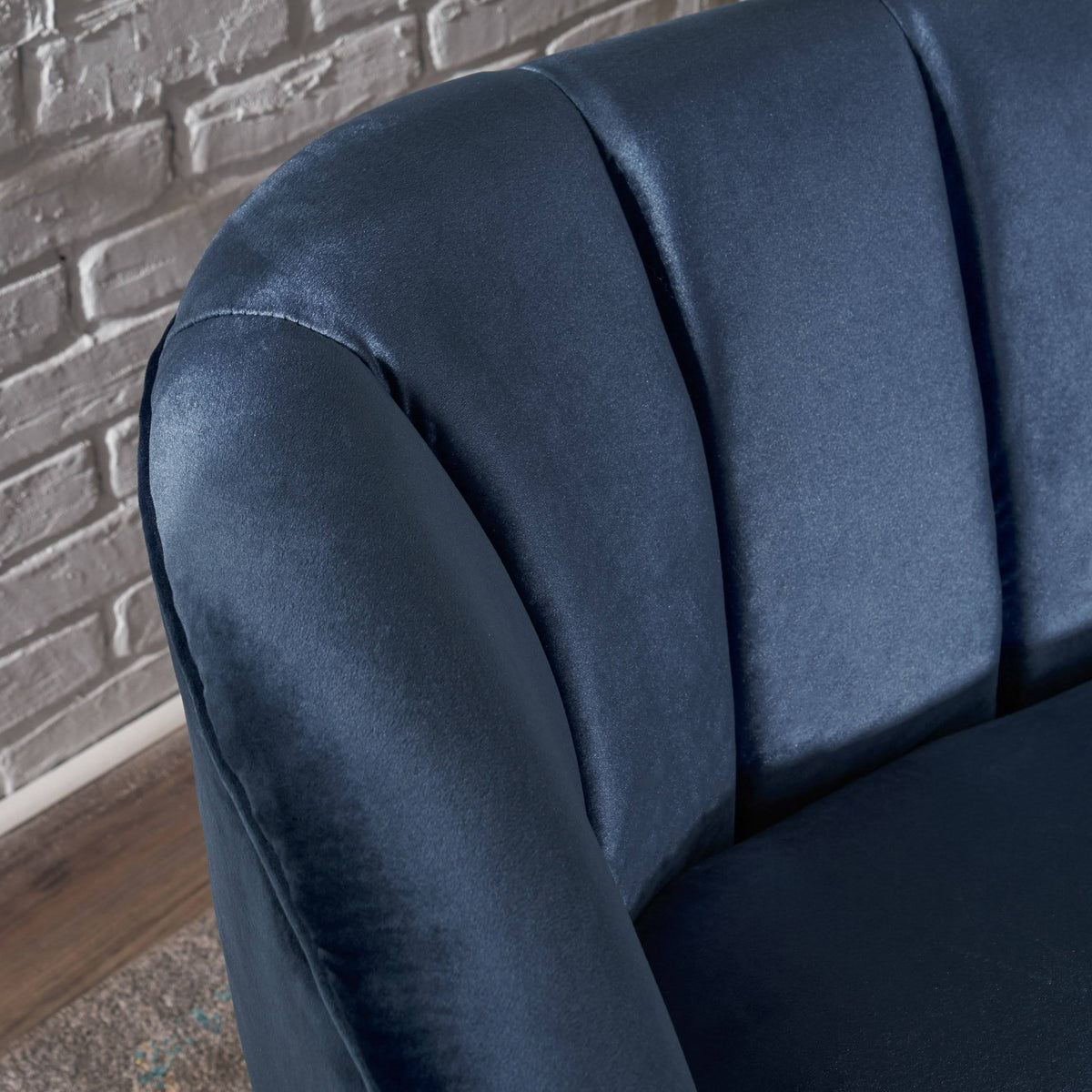 Seafoam Blue Velvet Settee Q980
