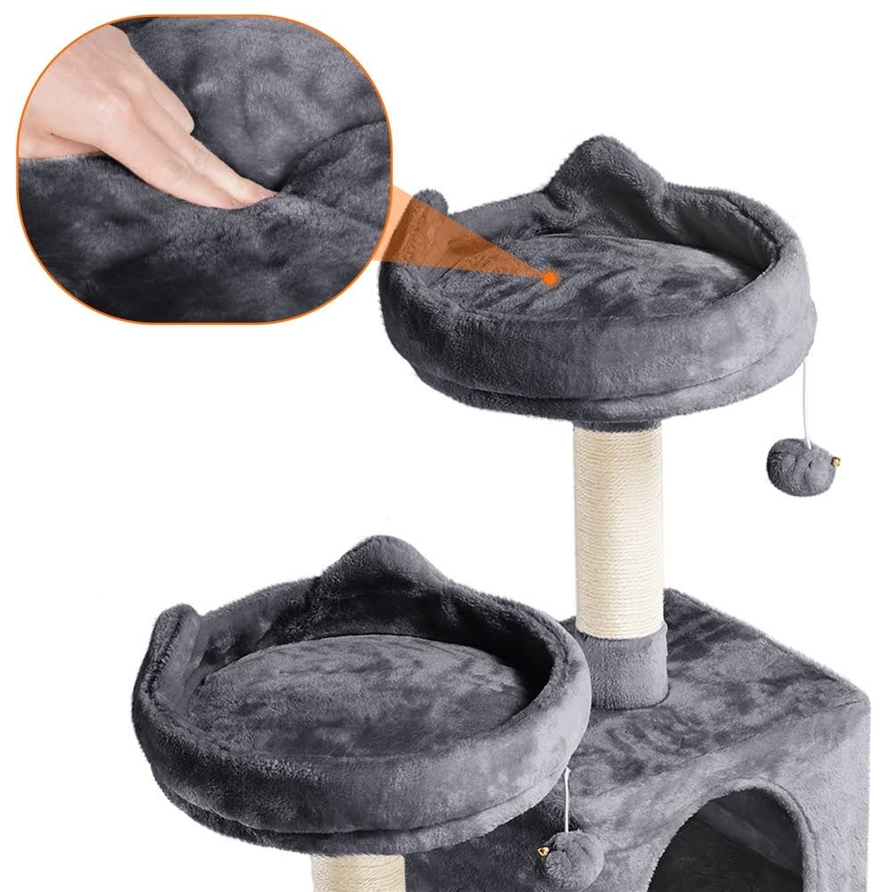 62.2x22 Double Condo Cat Tree and Scratching Post Tower Dark Gray R226974