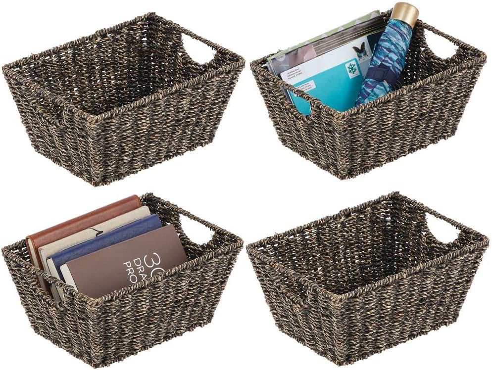 Natural Woven Seagrass Nesting Storage Organizer Basket Bin, 4 Pack V765