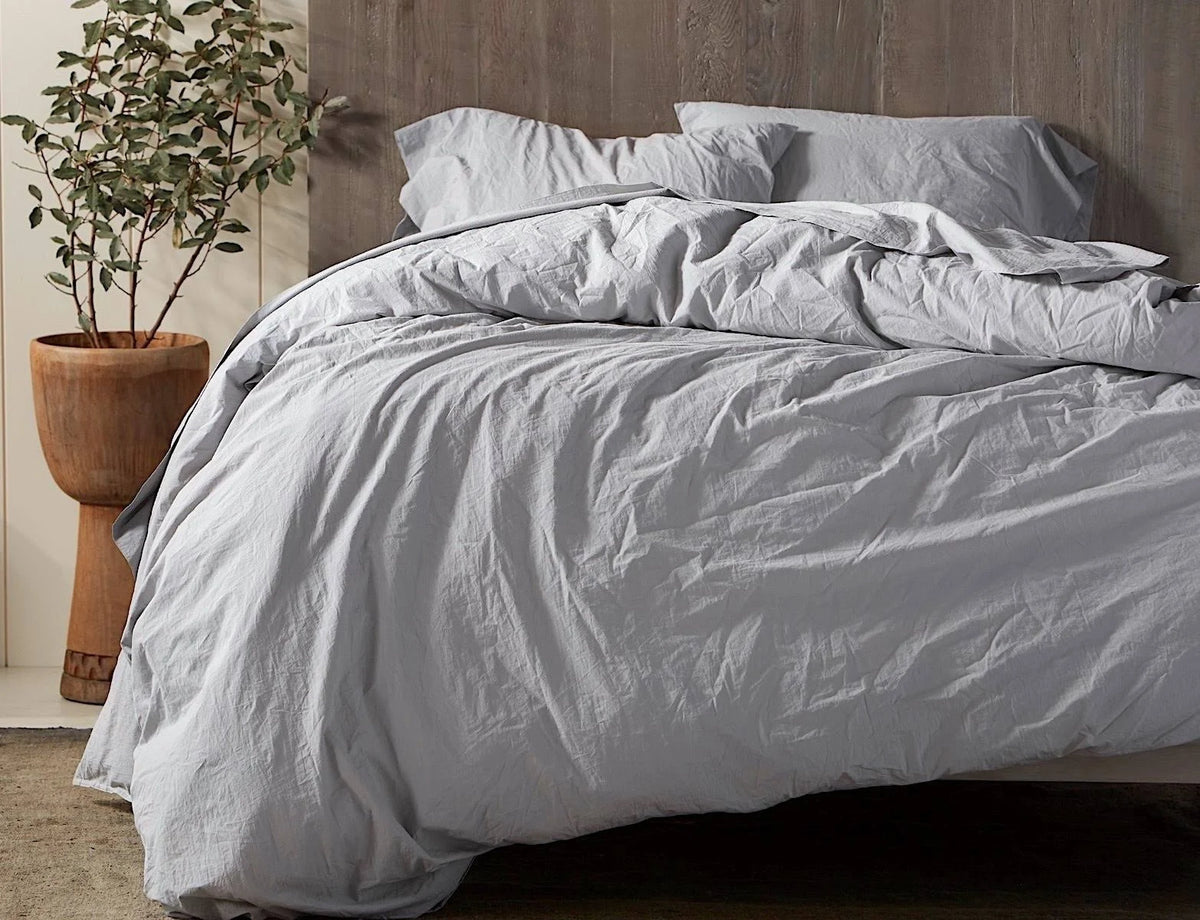 Organic Crinkled Percale Twin Duvet Cover Undyed P61396