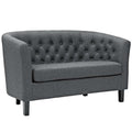 Grey Fabric Button Tufted Loveseat V203545