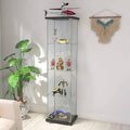 Black Glass Display Cabinet with Door 4 Shelves T5003