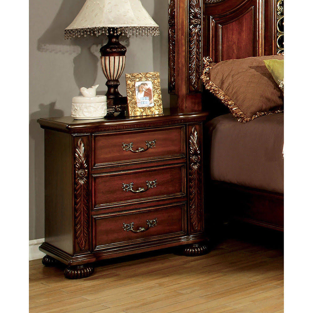 Brown Cherry 3-Drawer Nightstand L3456