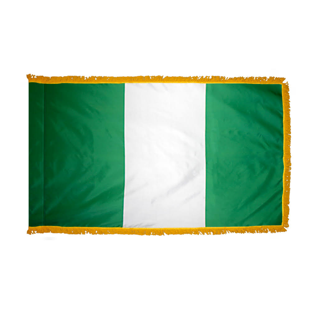 Nigeria Flag with Side Pole Sleeve and Fringe X861
