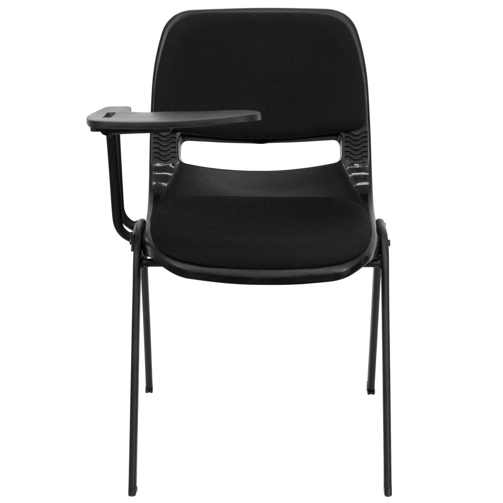 Black Padded Ergonomic Shell Chair with Flip-Up Tablet Arm R88760